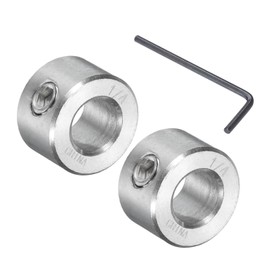 uxcell 2 Pcs Set Screw Shaft Collar 1/4"Bore, 304 Stainless Steel Shaft Collars, 1/2"OD, 1/4"Thickness, Axle Collar Clamp with a Hex Wrench