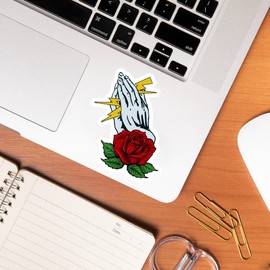 3PCS Pray Hands Lineman Electricians Sticker Funny Gift for Him, Husband, Boyfriend, Dad, Co-Workers, Hard Hat Helmet, Waterproof Vinyl, 3in