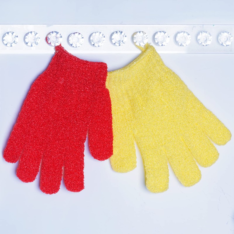 4 Pairs Bath Exfoliating Gloves Scrub, Double Sided Bath Mitts