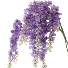 4pcs Artificial Wisteria Flowers 37in Fake Wisteria Rattan Hanging Garland Silk Flowers String for Wedding Party Wall HomeBackdrop Decoration (Purple)
