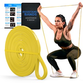 Yellow Light Thick Resistance Band – 5–22 lb Long Looped Rubber for Warm-Up, Activation, Bench Press & Flexibility – Stretch Band for Women and Men – Assisted Training Bands for Legs, Butt & Shoulders