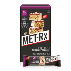 MET-Rx Big 100 Colossal Protein Bars, Blueberry Cobbler, Meal Replacement Bars, 4 Count