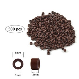 Microring Hair Extension Set with 1 Micro Ring Hair Pliers, 1 Piece Micro Ring Needle Threader, 1 Pull Hook and 500 Pieces Micro Rings for Hair Extension Accessories (Brown)