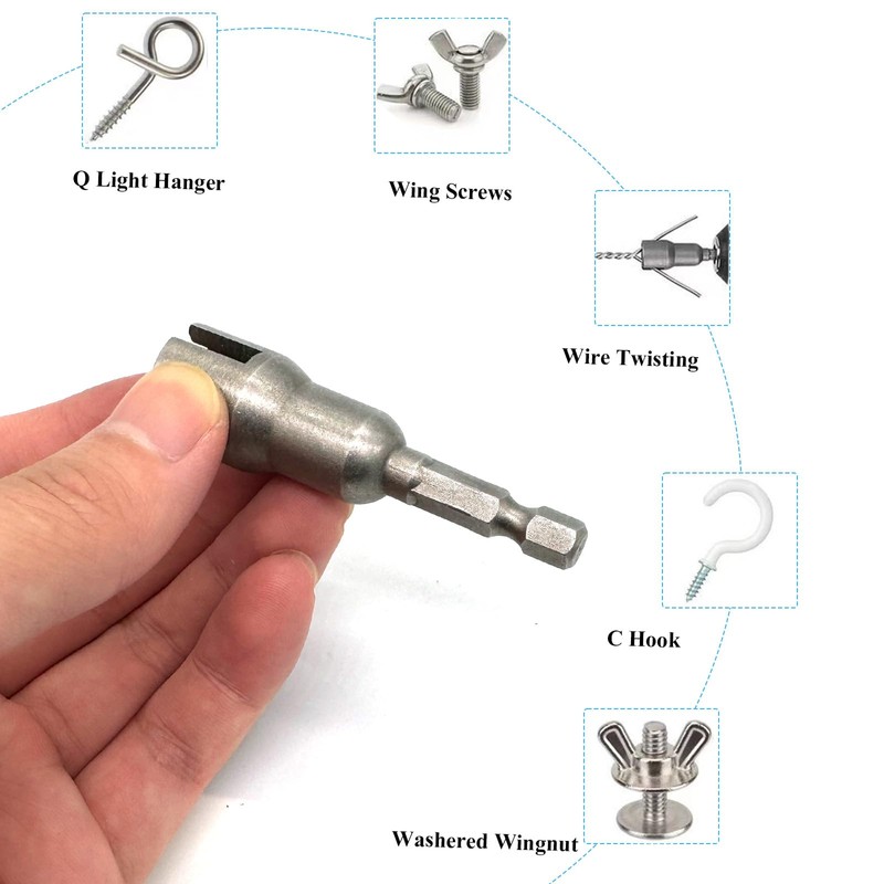 Yoliko 1/4" Wing Nut Driver Wing Nut Drill Bit Socket