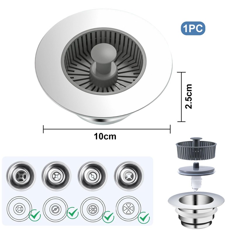 AstraGlam Drain Strainer Plug for Sink, Kitchen Sink Plug, Universal