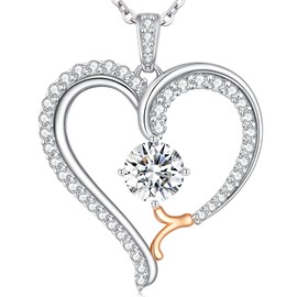LOUISA SECRET Valentines Day Gifts for Her, Gorgeous Love Heart Initial Necklaces for Women, 925 Sterling Silver Fine Jewelry, Ideal Anniversary or Birthday Gifts for Wife Mom Girlfriend Lady