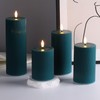 Girimax Teal Flat Top Ribbed Flameless Pillar Candles with Remote,