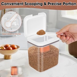 Brown Sugar Keeper Container, 2 Quart POP Airtight Brown Sugar Canister with Lid Spoon & 2 Terracotta Saver Softener, Stackable Clear Food Storage Bottle Jar for Kitchen Baking Coffee Bar Salt Snack