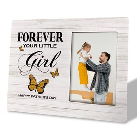 To Dad Photo Frame - Forever Your Little Girl, Wooden Picture Gift for Father's Day, Daddy Gift From Daughter