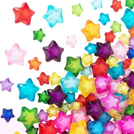 YALOJE 60PCS Acrylic Star Beads, 2 Sizes Colorful Star Shape Charming Beads, Glossy Loose Spacer Star Beads Bead Bulk for Jewelry Making, DIY Crafts, Hair