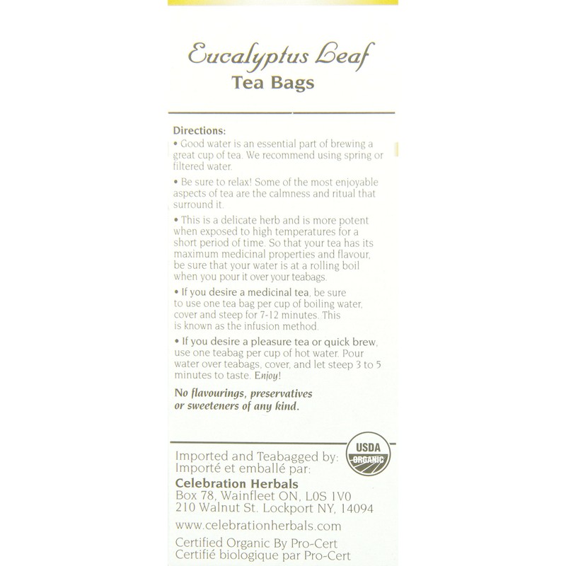 CELEBRATION HERBALS Eucalyptus Leaf Organic 24 Bag, 0.02 Pound