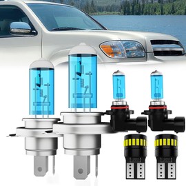 LECCIBUB Headlight Bulbs License Plate Lights Fit For Toyota Sequoia 2001-2007, 9003 High Low Beam + 9006 Fog Lights Halogen Light Bulb + License Plate Lights, Pack of 6