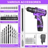 Purple 12V Cordless Drill,Electric Power Driver Kit,3/8-Inch Keyless Chuck, Variable