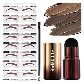 ALLROSE Eyebrow Stencils Eyebrow Stamp Stencil Kit Eyebrow Kits Tool 0108 (Brown 02)