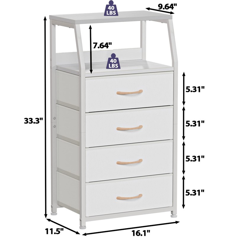 Furnulem Tall 4 Drawers Dresser, Vertical Storage Tower for Bedroom,