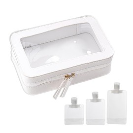 1pc Clear Travel Toiletry Bag, Cosmetic Organizer, with 3 Pcs Dividing Bags, Zipper Cosmetic Bag, Waterproof Toiletry Bag, for Men and Women (White)