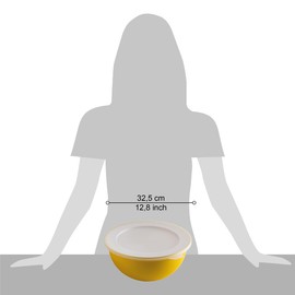 Omada Sanaliving Line Large 6.5 Litre Kitchen Bowl with Lid, Lightweight, Shatterproof, Dishwasher Safe, Yellow