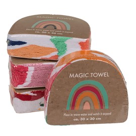 KAMACA Set of 4 Magic Towels Cotton Magic Towel for Children Magic Towel Party Bag Gift Idea Children's Birthday Gift Travel (Set of 4 Rainbow)