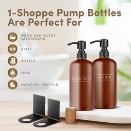 Diversified Hospitality Solutions Amber Plastic Bottle | Refillable Wall Mount Liquid Soap Dispenser | 16 oz Hand Soap and Lotion for Every Bathroom | 2 Bottles