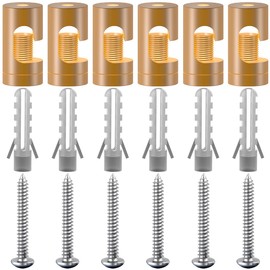 OASHISU 6 Stück Aluminiumlegierung Aufputz-Kabelhalter für Lampe Zweiteilige Wand- und Deckenpins für Textilkabel Deckenbefestigung Affenschaukel DIY mit Schrauben und Dübeln, Gold