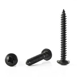 GOHODOMINO #10 x 2 Wood Screw 100Pcs Truss Head Phillips Stainless Steel 304 (18-8) Fast Self Tapping Screws Black Oxide