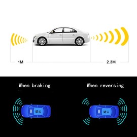 ELSNU Backup Parktronic System Car Auto Vehicle Reverse with 8 Parking Sensors kit Distance Detection LCD Distance Display Sound Warning …