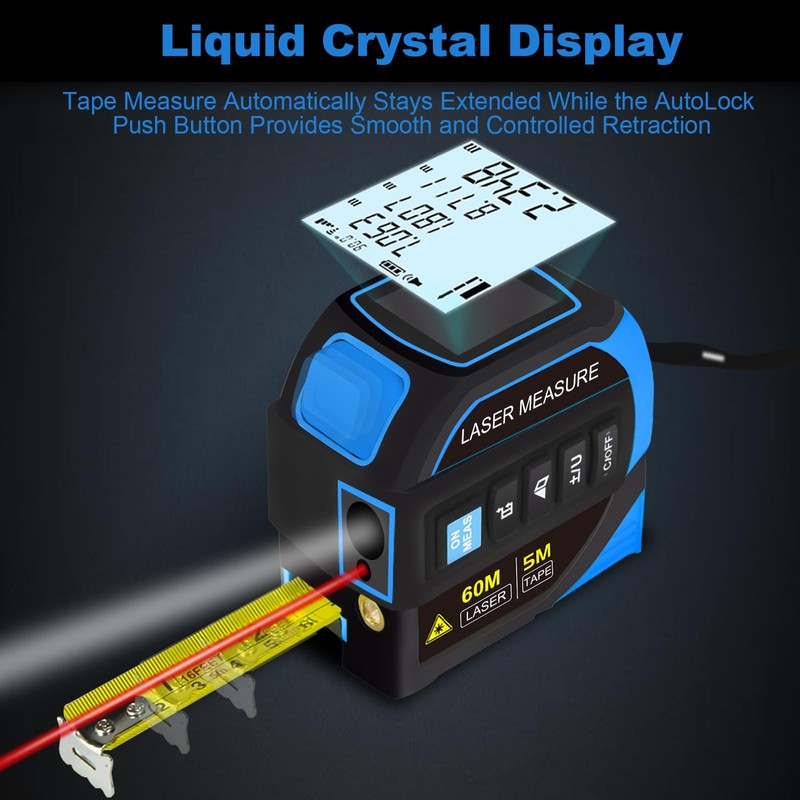 Menider 3-in-1 Laser Measure Tool - Digital LCD & Self-Locking,