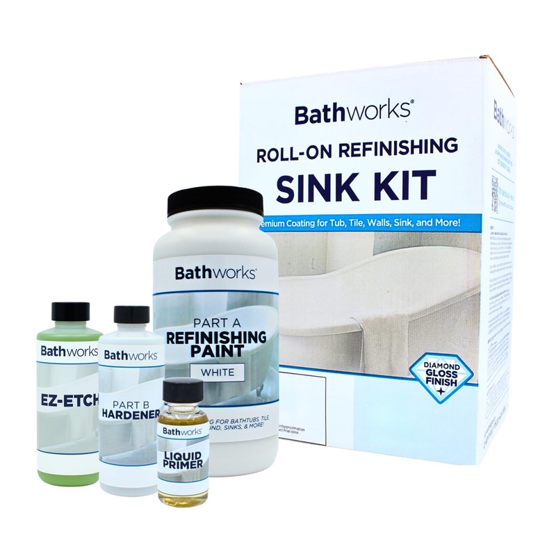 Bathworks Roll-On Sink Refinishing Kit with EZ-Etch - 11 fl