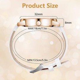 OFFCUP Women's Watch, Women's Analogue Quartz Watch with Leather Strap, Watches Women's Diamond Simple Business Classic Watch Casual Quartz Watch Dress Watch, 3 Hands, white 2, Strap.