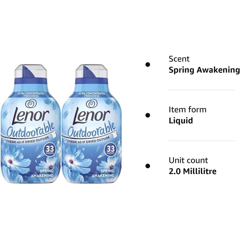 Lenor Outdoorable Fabric Conditioner Spring Awakening 33 Washes, 462ML -
