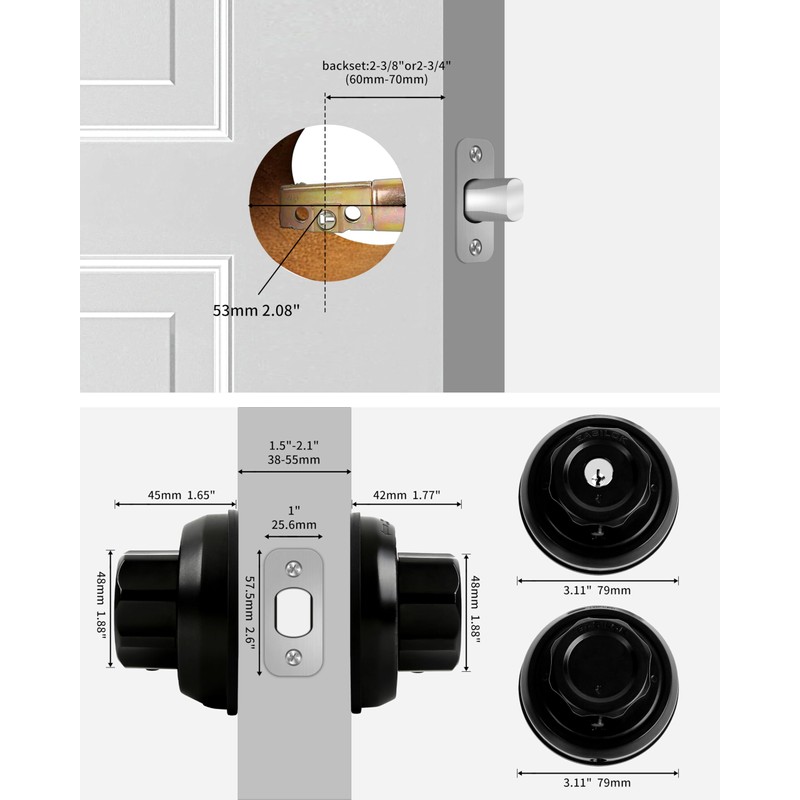 Twist to Lock Deadbolt Lock Without Any Keys with Anti-Mislock
