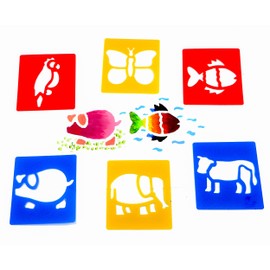 Washable Plastic Stencils - Animal Themed - Pack of 6
