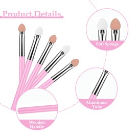 Eyeshadow Brush, Pack of 10 Sponge Eye Makeup Brushes, Double-Sided Eye Brush Set, Eyeshadow Applicator for Women and Girls (Pink)