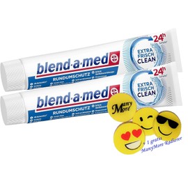 2 x Blend-a-med Extra Fresh Clean All-Round Protection Toothpaste - Each 75 ml - Toothpaste + 1 Free ManyMore Eraser