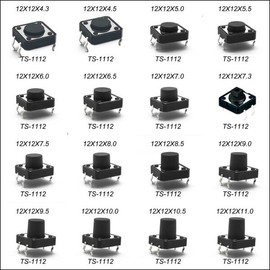 10피스 12X12 H = 4.3/4.5/5/5.5/6/7/8/9/10/11/12/13/14/15/16/17MM 4PIN DIP 순간 촉각 택트 스위치 푸시 [10 12X12X11] 10 Pieces 12X12 H = 4.3/4.5/5/5.5/6/7/8/9/10/11/12/13/14/15/16/17MM 4PIN DIP Momentary Tactile Tact Switch Push [10 12X12X11]