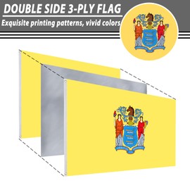FLAGWIN New Jersey Flag 3x5 FT - 3 Ply Double Sided Polyester Flag with Brass Grommets - Vivid Color and Fade Proof State of New Jersey Flags 3x5 Outdoor