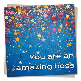 Heartfelt Thank You Card For A Fantastic Manager in Star Design - You Are An Amazing Boss - Starry Appreciation Card For Your Colleague