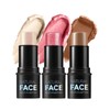 3PCS Contouring Stick in Highlighter, Bronzer and Blusher, a non-greasy
