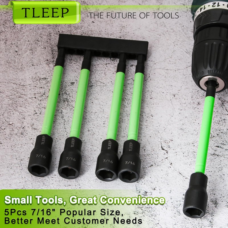 TLEEP 150MM 7/16" Magnetic Power Nut Driver Set for Impact