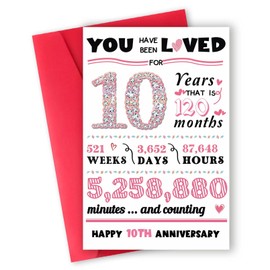 ATTLVV 10th for Him & Her: Happy Tin Anniversary Card for Couples