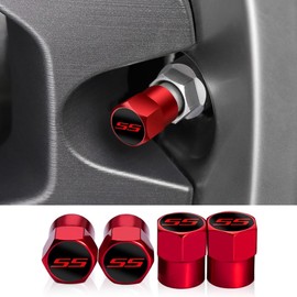 Tire Valve stem caps Compatible with Camaro SS-Car Accessories fit Camaro SS for car Tire stem Caps. (Red-SS)