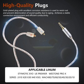 okcsc IPX T2 to 3.5MM 4 Core Upgraded Replacement Cable Earphones Cable for ETYMOTIC EVO UE Premier WESTONE PRO X Series(X10 X20 X30 X40 X50) MACH80/70/60/50/40/30/20/10 3.94FT