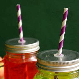 YAOSHENG Pack of 100 Purple Paper Straws, Biodegradable, Colourful Paper Straws, Suitable for Parties, Weddings and Occasions, Party Straws (Purple)