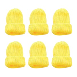 MIJOMA Set of 6 Knitted Egg Cosy Hats, Knitted Egg Warmer Hats for Breakfast Eggs, Mini Hat Craft Supplies, Gift Idea Birthday Moving New Housewarming (Yellow)