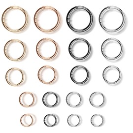 Pack of 20 Round Spring Lock Rings, O-Ring Key Rings Made of Metal with Spring Mechanism, Key Ring Accessories for Handbags, Backpack, DIY Crafts, Decoration, Purse, Keys