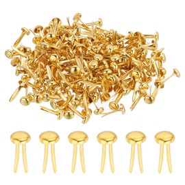 PATIKIL 1000 PCS Paper Brass Fasteners Split Pins Pastel Mini Metal Brads Round Head Plated Fastener for Craft Art Scrapbooking DIY Supplies, Gold Tone, 5 x 9 mm