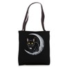 Mystical Black Cat and Moon Scene Tote Bag