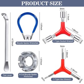 Frypay 6, teiliges Fahrrad, Reifenheber-Set, Fahrrad Speichenschlüssel Professionelle Felgenausrichtung mit Spanner,Ritzel-Entferner, Kassette Sicherungsring-Werkzeug Abzieher-Kit