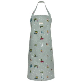 Sophie Allport Home for Christmas Unisex Adult Apron with Adjustable Neck Strap and Front Pocket. Made with 100% Cotton