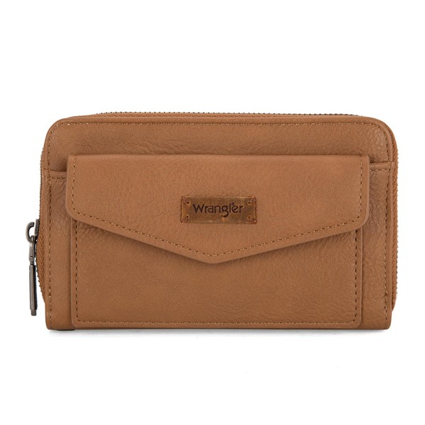 Wrangler Wallet Women Wristlet RFID Blocking Wallet Large Capacity Brown